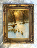Fine Oleograph on Canvas of Sheep "Evening Glow" after Farquharson