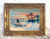 Stunning Oleograph on Canvas of Sheep in Winter after Farquharson