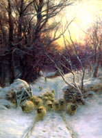 Stunning Oleograph on Canvas of Sheep in the Snow after Farquharson