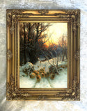 Stunning Oleograph on Canvas of Sheep in the Snow after Farquharson