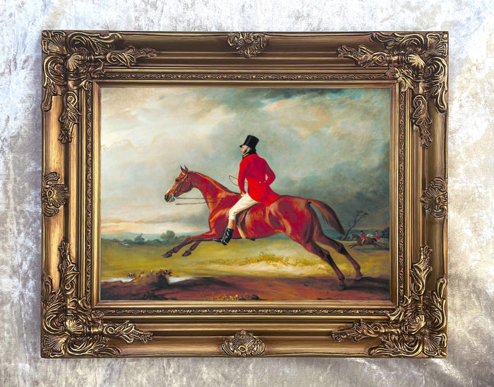 Oleograph on Canvas of a Huntsman in a Landscape aft. John Ferneley