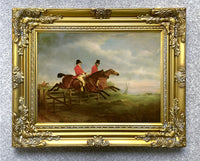 Fine Lithograph on Stretched Canvas of a Hunting Scene -In Pursuit