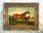 Fine Oleograph on Canvas - Mare & Foal in a Landscape aft. Ferneley