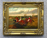 Gilt Framed Oleograph of  Three Horses & Jockeys aft. J Ferneley