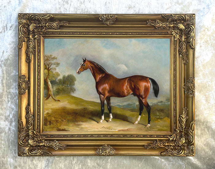 Fine Oleograph on Canvas - The Racehorse Sultan in a Landscape aft. John Ferneley