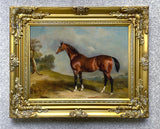 Fine Oleograph on Canvas - The Racehorse Sultan in a Landscape aft. John Ferneley