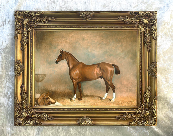Fine Oleograph on Canvas -Portrait of "Light Heart" a Chestnut Hunter  aft. Ferneley