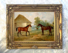 Oleograph on Canvas of a Pair of Hunters by a Field Shelter aft. John Ferneley