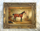 Fine Oleograph on Canvas - A Saddled Hunter in a Stable  aft. Ferneley