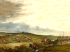Oleograph on Canvas of a Hunting Scene - "The Hunt in Full Cry"