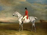 Gilt Framed Lithograph of a Huntsman on a Grey Horse - aft. John Ferneley