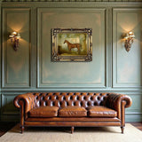 Gilt Framed Oleograph of  a Chestnut Hunter in a Stable aft. J Ferneley