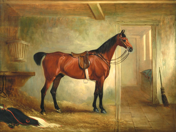 Fine Oleograph on Canvas - A Thoroughbred in a Stable  aft. Ferneley
