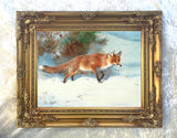 Gilt Framed Oleograph of a Fox in Winter
