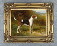 Gilt Framed Oleograph of the Foxhound "Sunshine" in a Landscape aft. Heywood Hardy