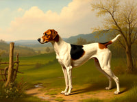 Beautiful Oleograph on Canvas - An Old English Foxhound in a Landscape