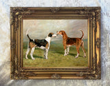 Excellent Oleograph on Canvas - Two Hounds in a Landscape aft. Emms