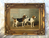 Fine Oleograph on Canvas - A Pair of Foxhounds "Barmaid" and "Ringlet"