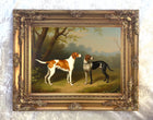 Fine Oleograph on Canvas - A Pair of Foxhounds in a Woodland Landscape