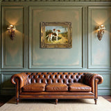 Beautiful Oleograph on Canvas - Two Foxhounds in a Landscape aft. Emms