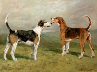 Excellent Oleograph on Canvas - Two Hounds in a Landscape aft. Emms