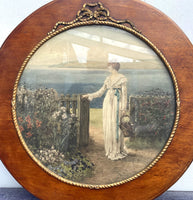 Superb Edwardian Ornate Circular Satin Wood Picture Frame SOLD