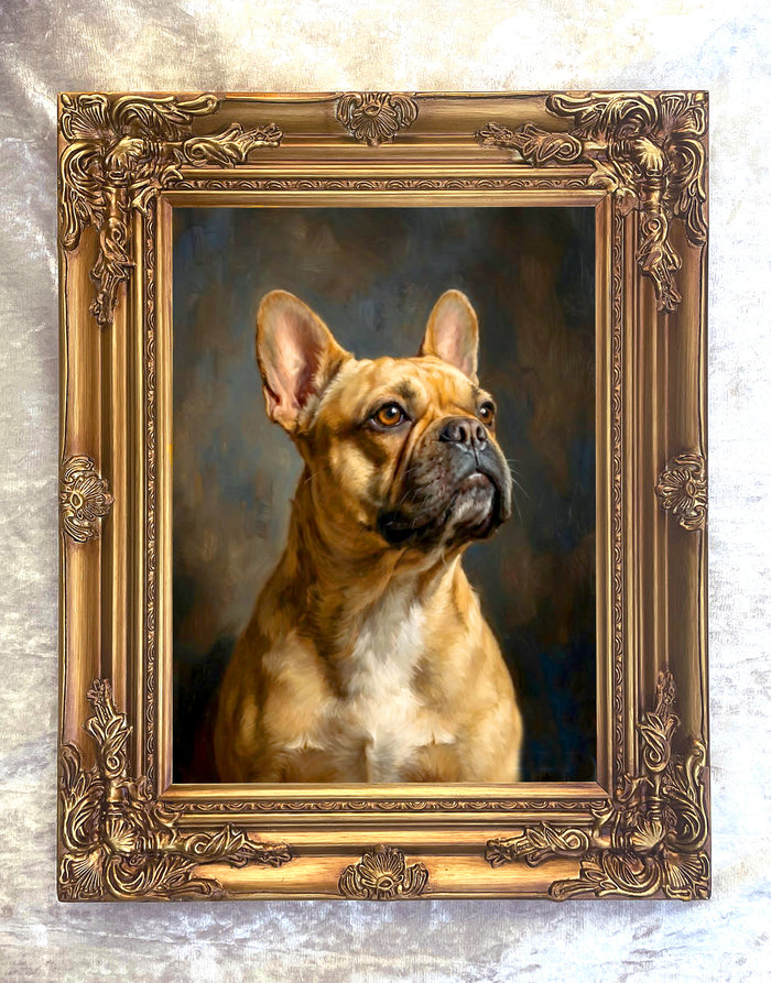 Fine Gilt Framed Oleograph of a French Bulldog