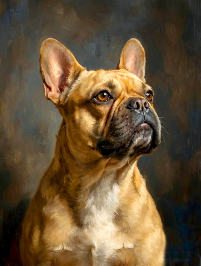 Fine Gilt Framed Oleograph of a French Bulldog