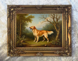 Fine Ornate Framed Oil Painting Print - Golden Retriever in a Landscape
