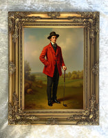 Fine Portrait of an American C19th Golfer on the Green - Oleograph on Canvas