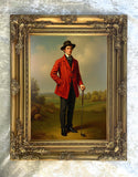 Fine Portrait of an American C19th Golfer on the Green - Oleograph on Canvas