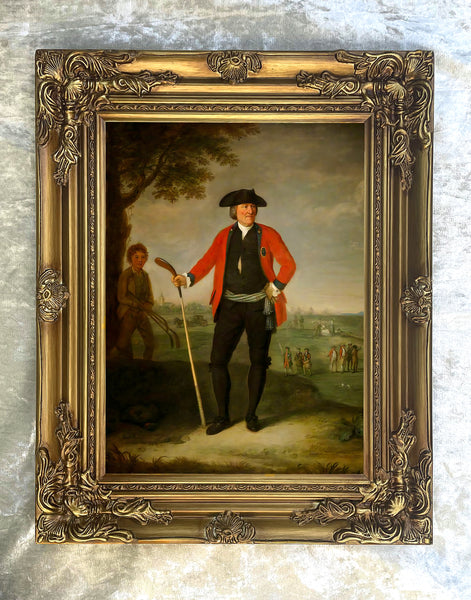 Fine Portrait of an C18th Golfer - Oleograph on Canvas