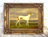 Gilt Framed Oleograph of a Greyhound in a Landscape