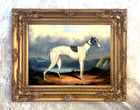 Gilt Framed Oleograph of a Greyhound in a Moorland Landscape