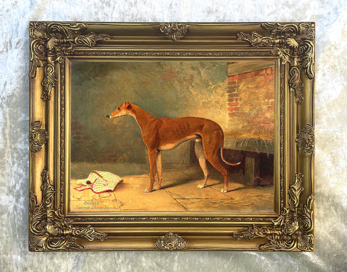 Gilt Framed Oleograph -  The Champion Greyhound 