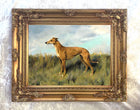Gilt Framed Oleograph of  a Greyhound in a Field