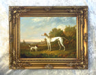 Gilt Framed Oleograph -  A Greyhound & Spaniel in a Landscape