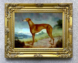 Fine Oleograph on Canvas - A Brown Greyhound in a Landscape