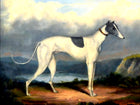 Gilt Framed Oleograph of a Greyhound in a Moorland Landscape