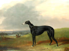 Gilt Framed Oleograph of a Greyhound in a Extensive Rural Landscape