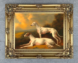 Fine Oleograph on Canvas - A Pair of Greyhounds in a Pastoral Landscape