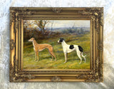 Fine Oleograph on Canvas - A Pair of Greyhounds in an extensive Landscape