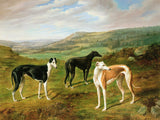 Gilt Framed Oleograph of 3 Greyhounds in a Landscape