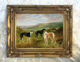 Gilt Framed Oleograph of 3 Greyhounds in a Landscape