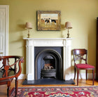 Gilt Framed Oleograph of a Pair of Black & White Greyhounds