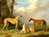 Fine Oleograph on Canvas - A Group of 3 Greyhounds in a Landscape