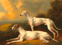 Fine Oleograph on Canvas - A Pair of Greyhounds in a Pastoral Landscape