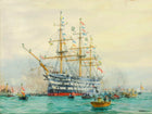 Gilt Framed Oleograph of HMS Victory