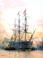 Gilt Framed Oleograph of HMS Victory - The Last Journey