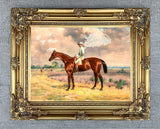 Oleograph on Canvas -  Racehorse with Jockey Up aft.Harry Hall